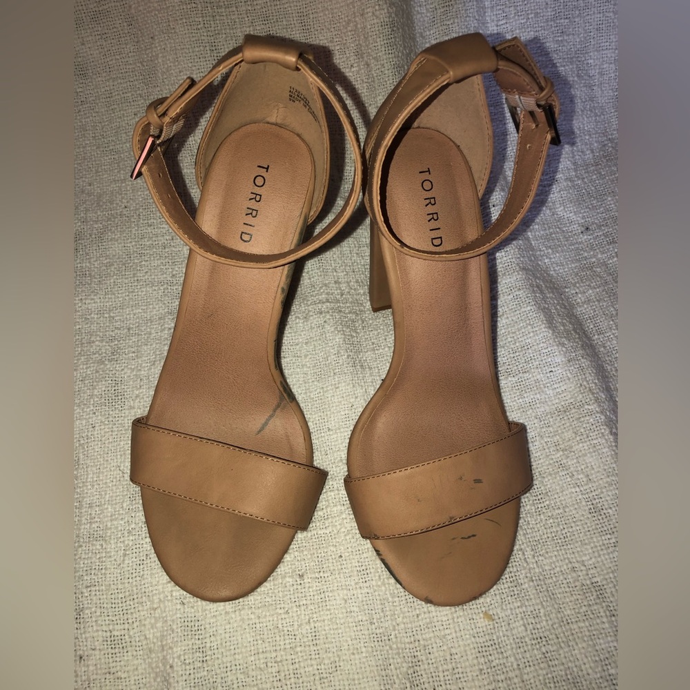 Torrid nude ankle strap block heels size 9